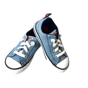 Converse All Star Kids Infant 7 Light Blue Canvas Sneakers Shoes Slip On Low Top